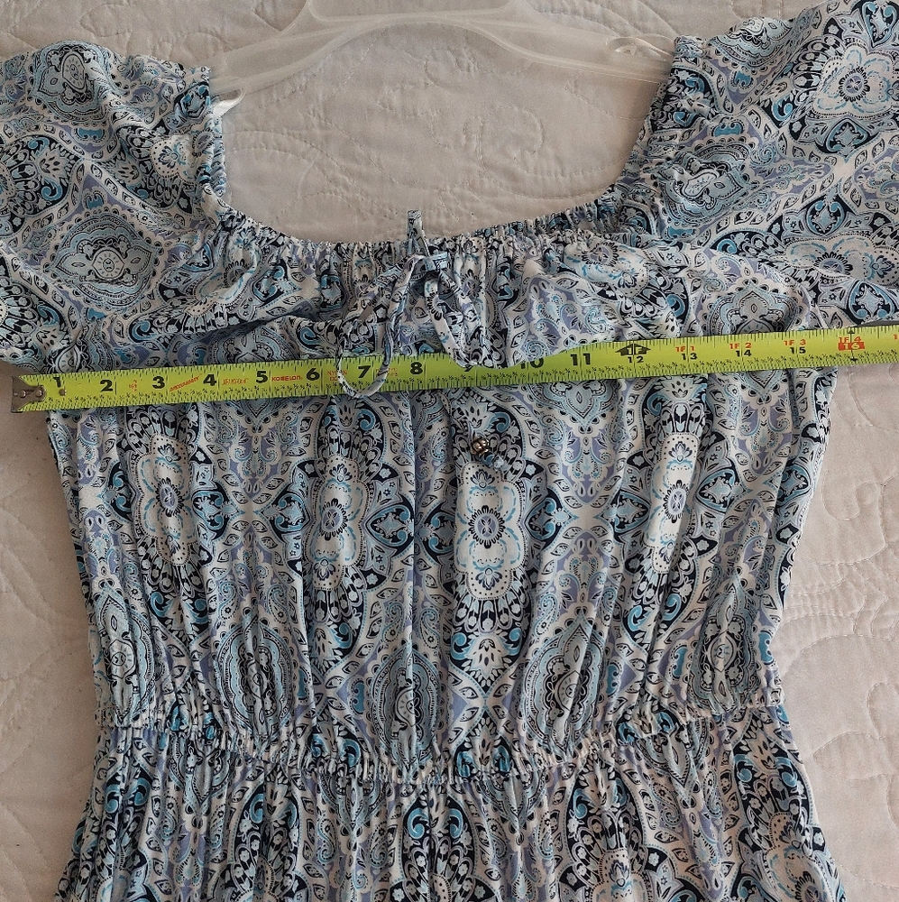 BeBop - NWT Off-the-Shoulder Midi Blue Floral Dress (Junior's) - Picture 10 of 12
